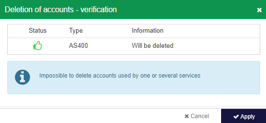 Monitoring account - deletion - confirmation
